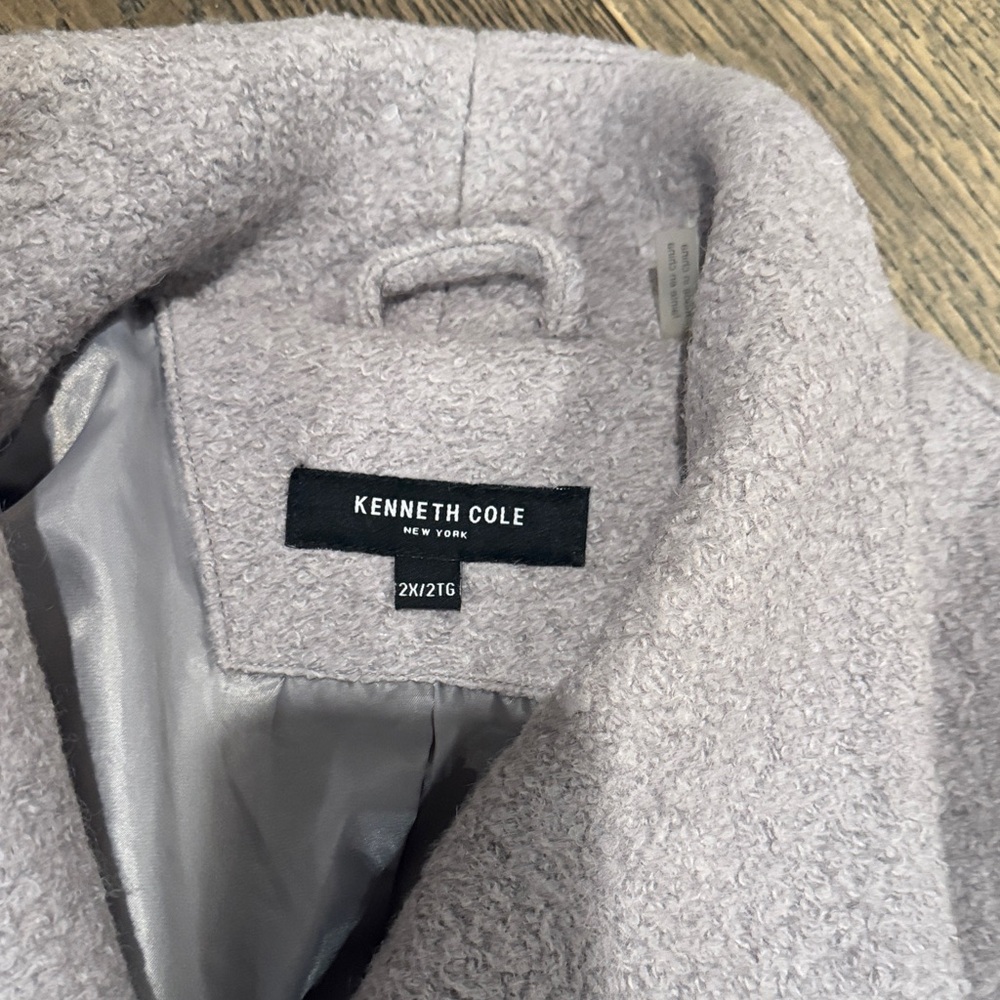 Kenneth Cole New York Light Lavender Gray Wool-Blend Pea Coat Plus Size 2X - Picture 2 of 2